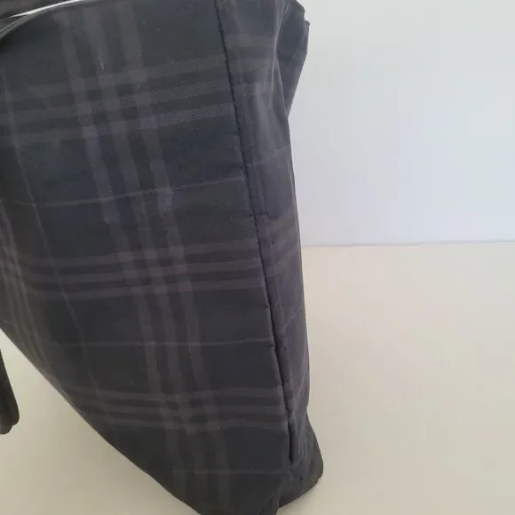 BURBERRY BLUE LABEL Tote Handbag Purse Bag Canvas Medium Nova Check Black Pink